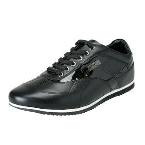 Versace Collection Men's Black Leather Sneakers